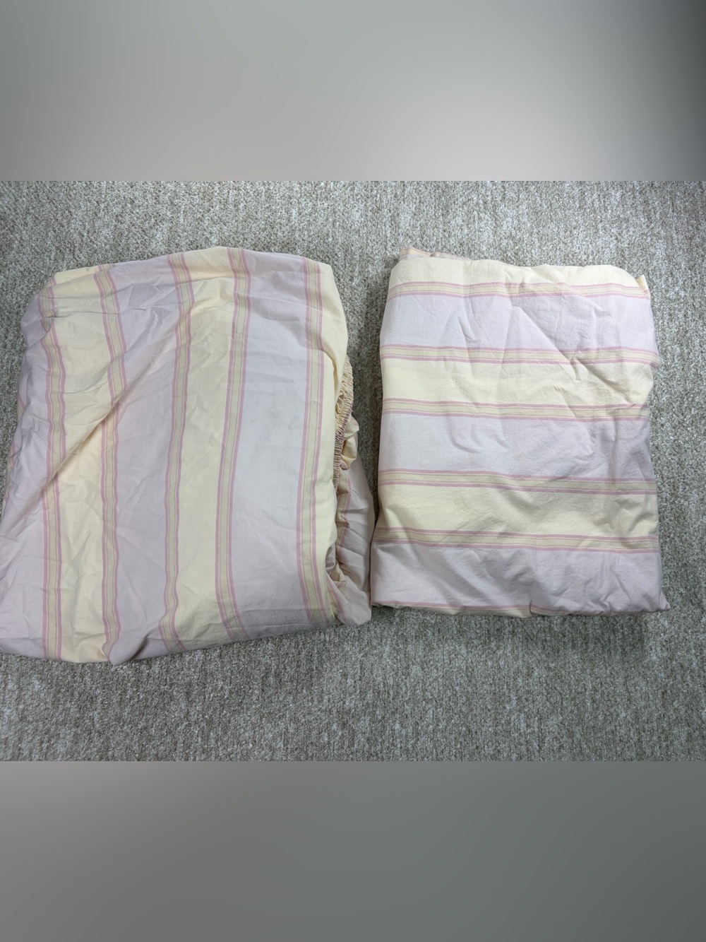 Vintage 90’s Simply Shabby Chic Pink and Cream Striped Twin sheet Set